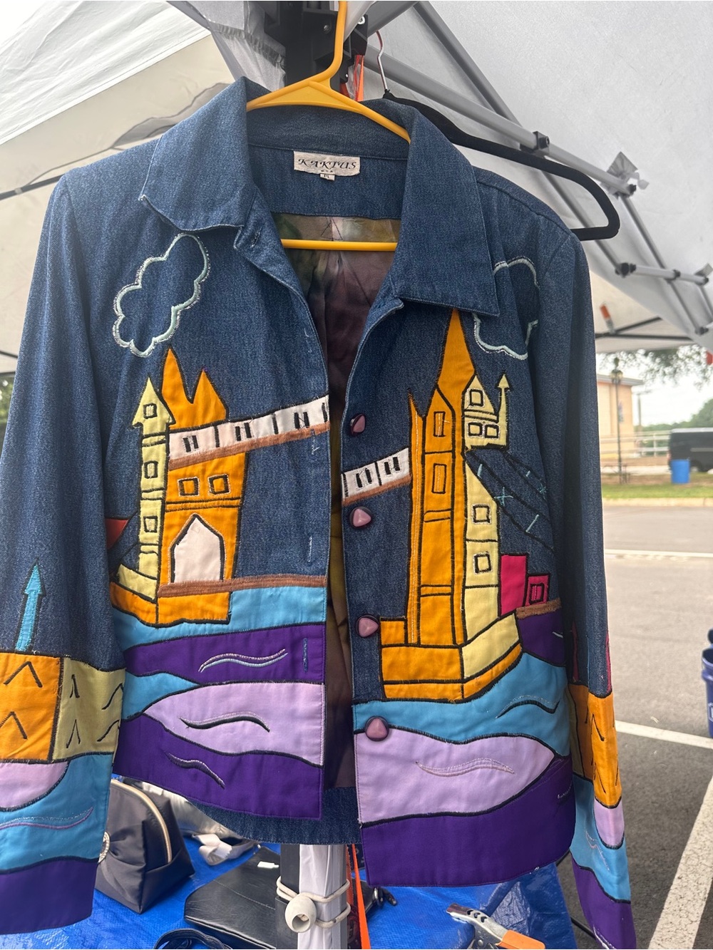 Kaktus Blue Denim Jacket with Multicolor Accent - Picture 2 of 9